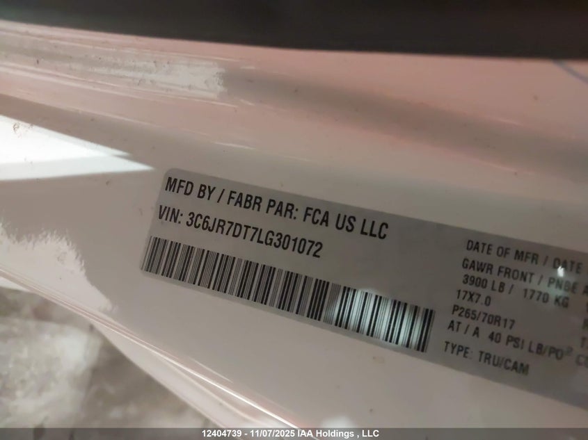 3C6JR7DT7LG301072 2020 RAM 1500 photo no. 9