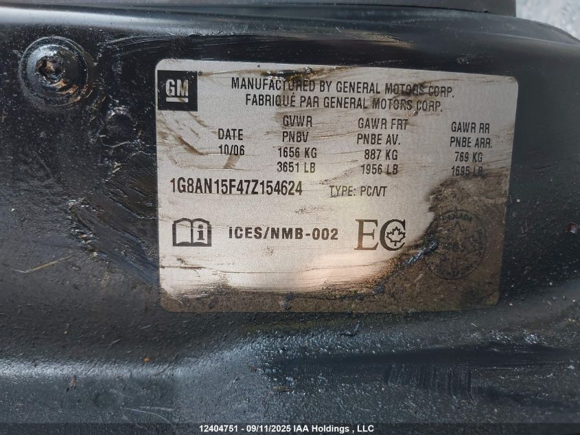 2007 Saturn Ion 2 Base/2 Midlevel VIN: 1G8AN15F47Z154624 Lot: 12404751