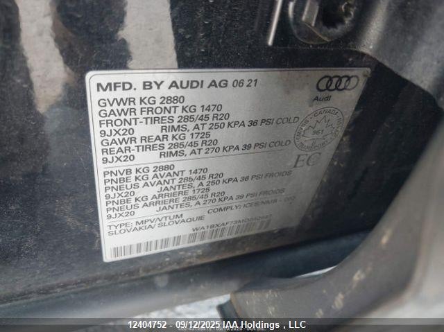WA1BXAF73MD040967 2021 AUDI Q7 photo no. 10