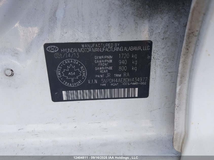 2013 Hyundai Elantra Gls/Limited VIN: 5NPDH4AE8DH434977 Lot: 12404811