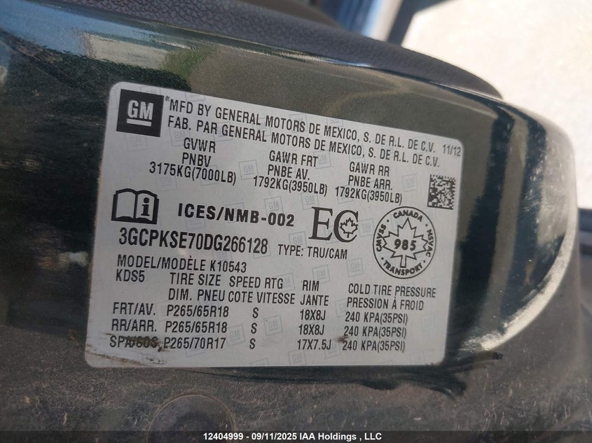 3GCPKSE70DG266128 2013 CHEVROLET SILVERADO photo no. 9