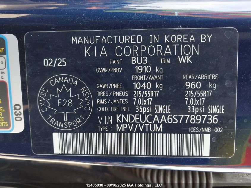 2025 Kia Seltos S VIN: KNDEUCAA6S7789736 Lot: 12405030