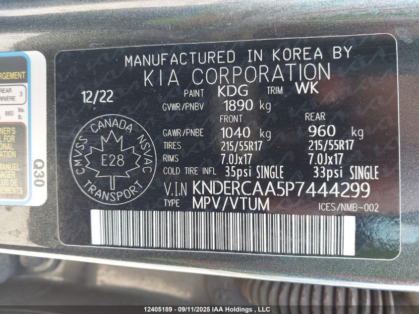 2023 Kia Seltos Ex VIN: KNDERCAA5P7444299 Lot: 12405189