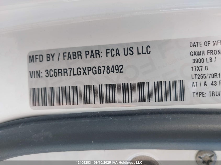 2023 Ram 1500 Classic Slt VIN: 3C6RR7LGXPG678492 Lot: 12405283