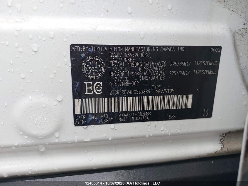 2T3R1RFV4PC353389 2023 TOYOTA RAV 4 photo no. 19