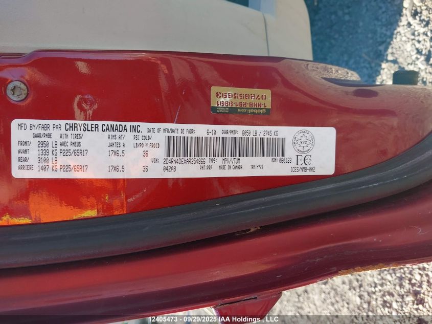 2010 Dodge Grand Caravan Se VIN: 2D4RN4DEXAR354866 Lot: 12405473