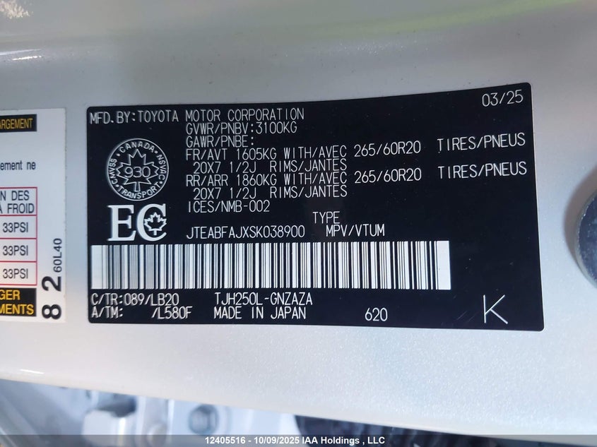 JTEABFAJXSK038900 2025 TOYOTA LAND CRUISER photo no. 19