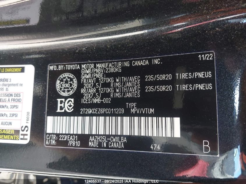 2023 Lexus Nx 350H 350H VIN: 2T2GKCEZ6PC011209 Lot: 12405537