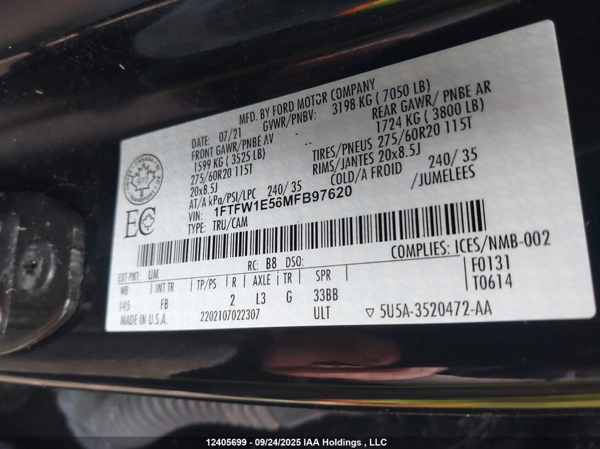 1FTFW1E56MFB97620 2021 FORD F-150 photo no. 9