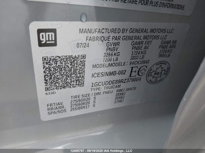 2024 Chevrolet Silverado 1500 Lt VIN: 1GCUDDE89RZ379004 Lot: 12405767