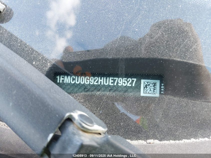2017 Ford Escape VIN: 1FMCU0G92HUE79527 Lot: 12405913