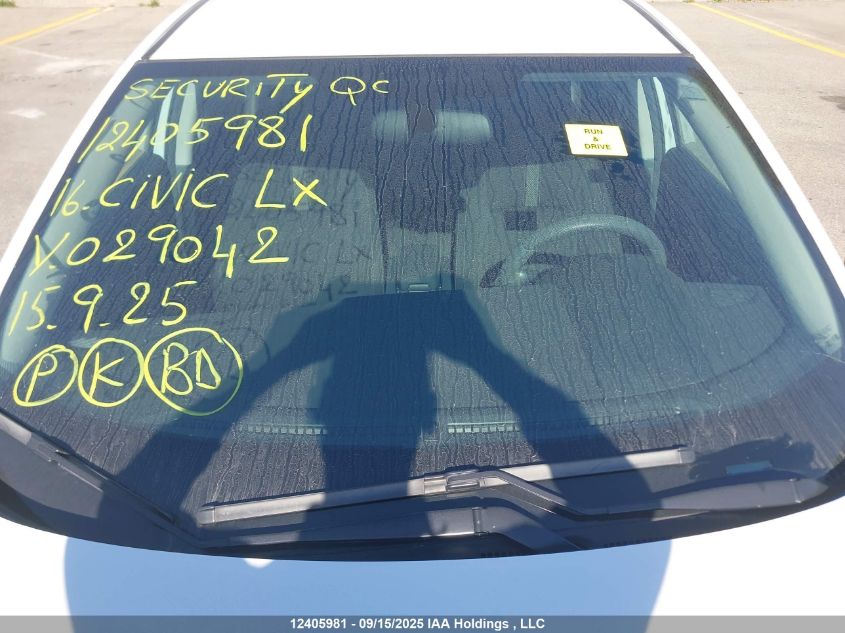 2016 Honda Civic Lx VIN: 2HGFC2F56GH029042 Lot: 12405981