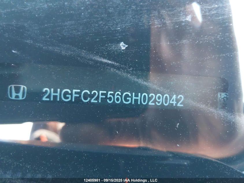 2016 Honda Civic Lx VIN: 2HGFC2F56GH029042 Lot: 12405981