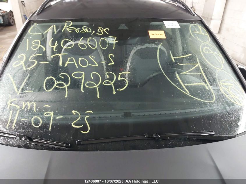 2025 Volkswagen Taos S VIN: 3VV8C7B29SM029225 Lot: 12406007