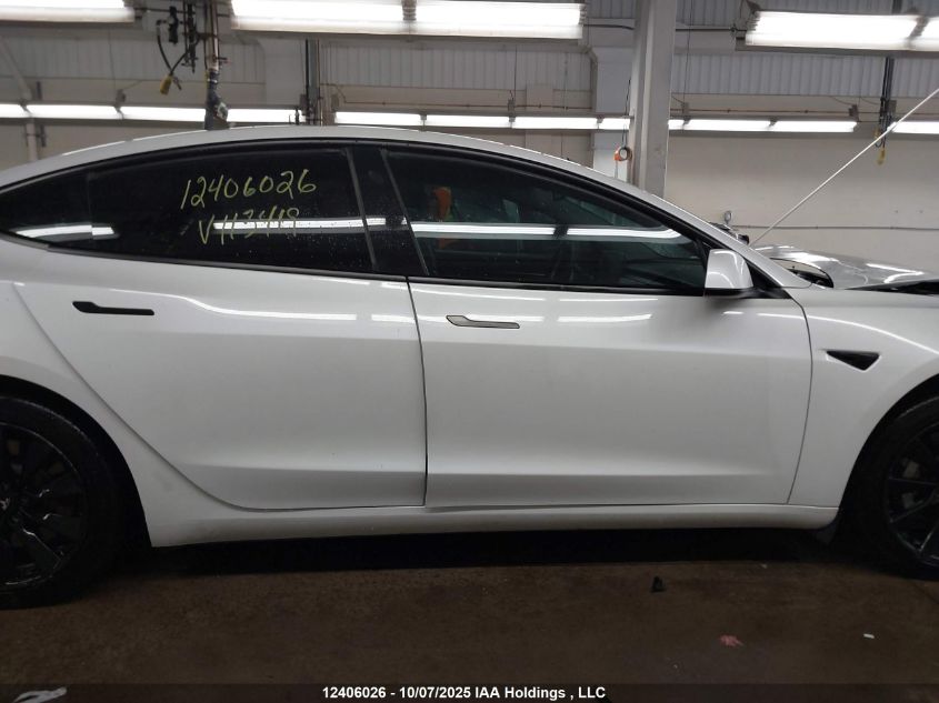 2022 Tesla Model 3 VIN: 5YJ3E1EB9NF113419 Lot: 12406026