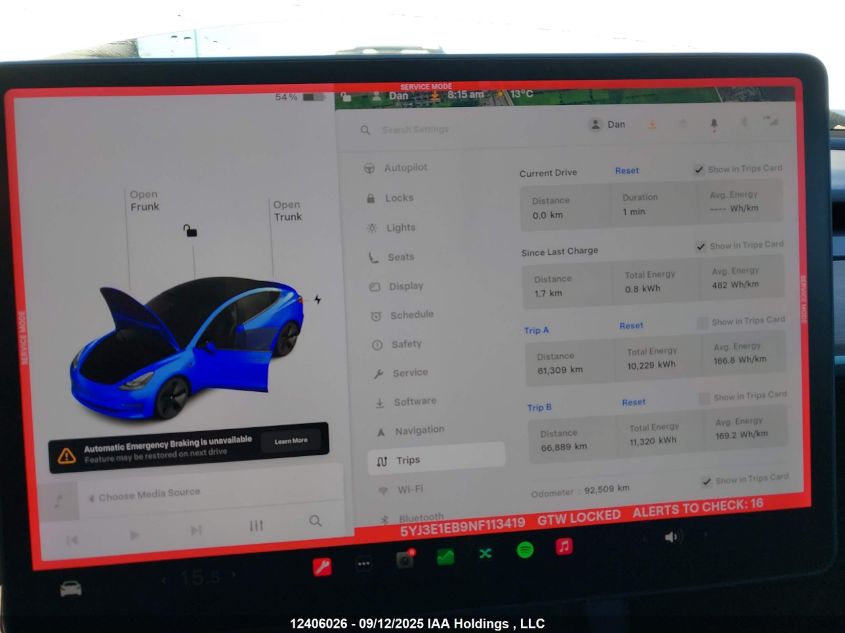 2022 Tesla Model 3 VIN: 5YJ3E1EB9NF113419 Lot: 12406026