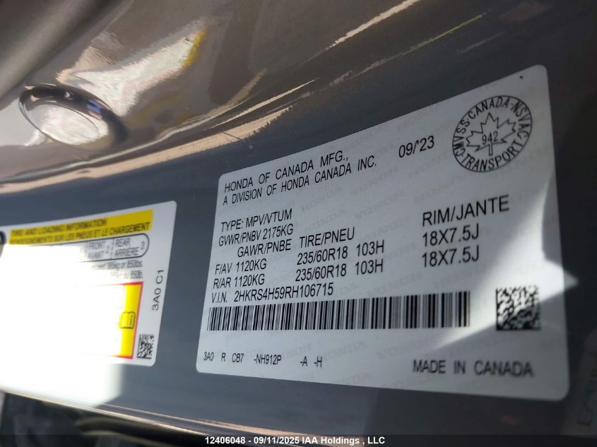 2024 Honda Cr-V VIN: 2HKRS4H59RH106715 Lot: 12406048