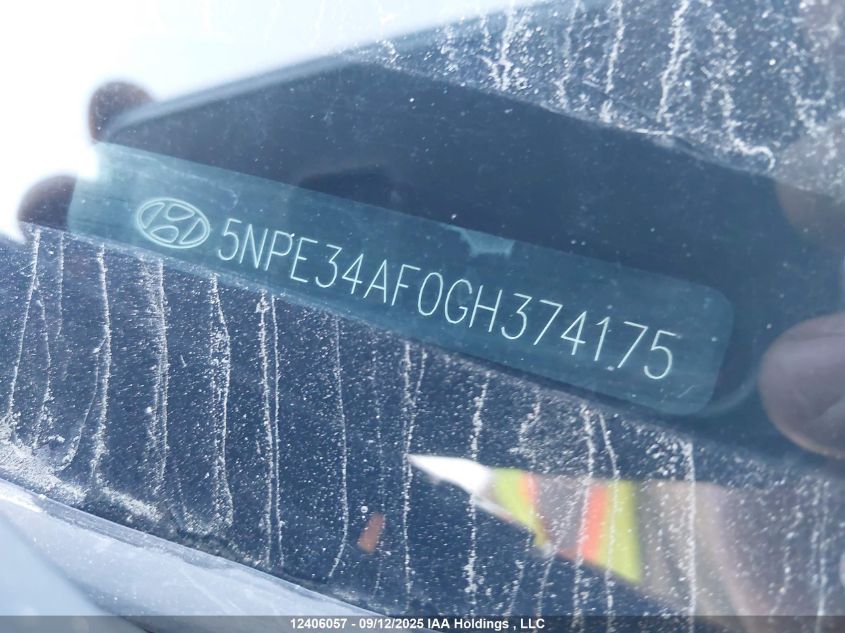 2016 Hyundai Sonata Sport/Limited VIN: 5NPE34AF0GH374175 Lot: 12406057