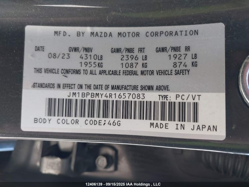 2024 Mazda Mazda3 Gt W/Turbo VIN: JM1BPBMY4R1657083 Lot: 12406139