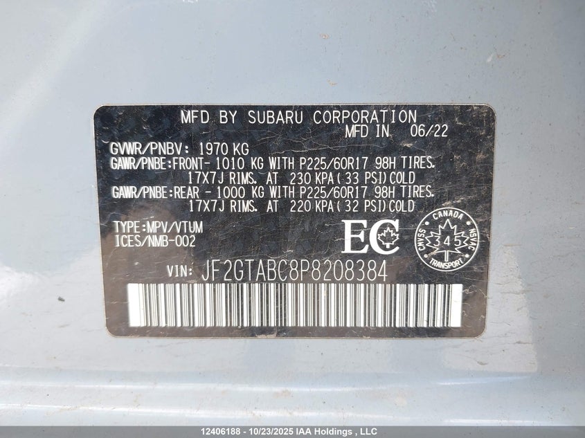 JF2GTABC8P8208384 2023 SUBARU XV photo no. 19