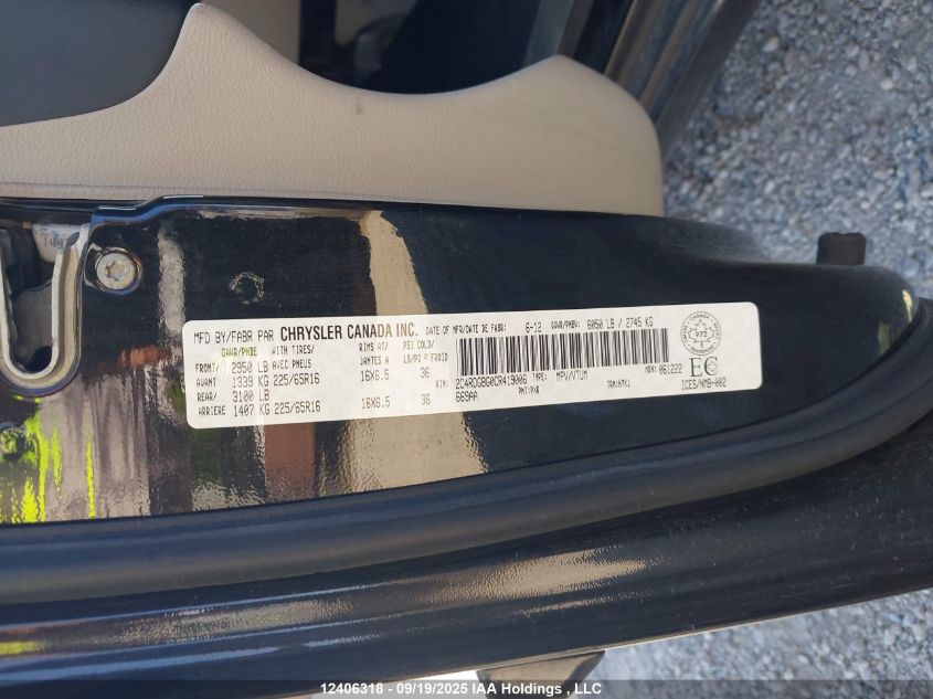 2012 Dodge Grand Caravan Se/Sxt VIN: 2C4RDGBG0CR419006 Lot: 12406318