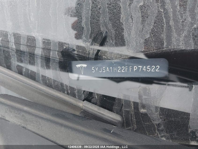 2015 Tesla Model S 85D VIN: 5YJSA1H22FFP74522 Lot: 12406339