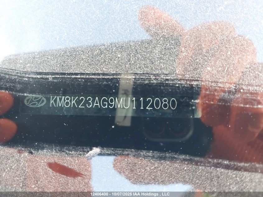 2021 Hyundai Kona Sel VIN: KM8K23AG9MU112080 Lot: 12406400