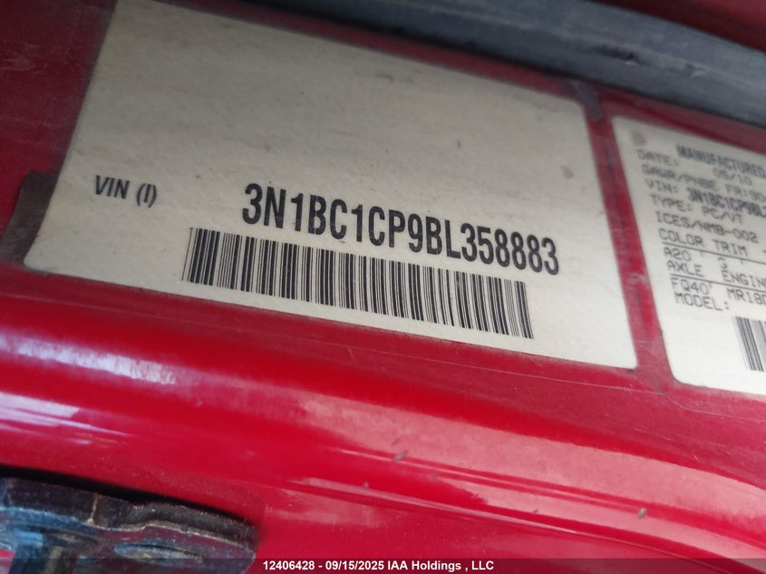 2011 Nissan Versa 1.8S VIN: 3N1BC1CP9BL358883 Lot: 12406428