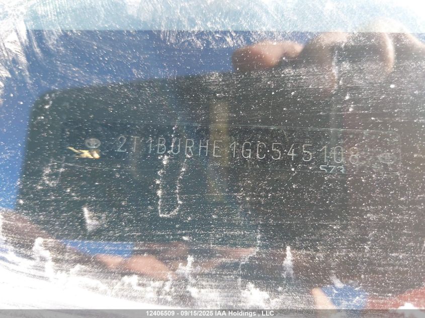 2016 Toyota Corolla VIN: 2T1BURHE1GC545108 Lot: 12406509