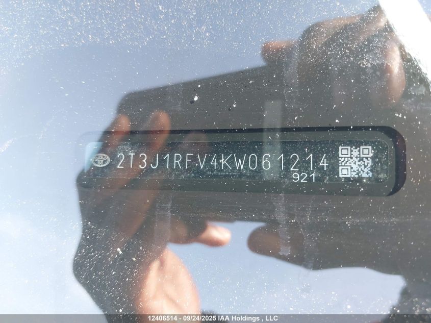 2019 Toyota Rav4 Adventure VIN: 2T3J1RFV4KW061214 Lot: 12406514