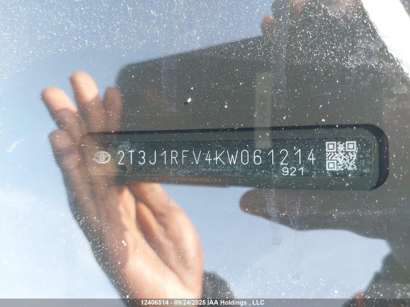 2019 Toyota Rav4 Adventure VIN: 2T3J1RFV4KW061214 Lot: 12406514