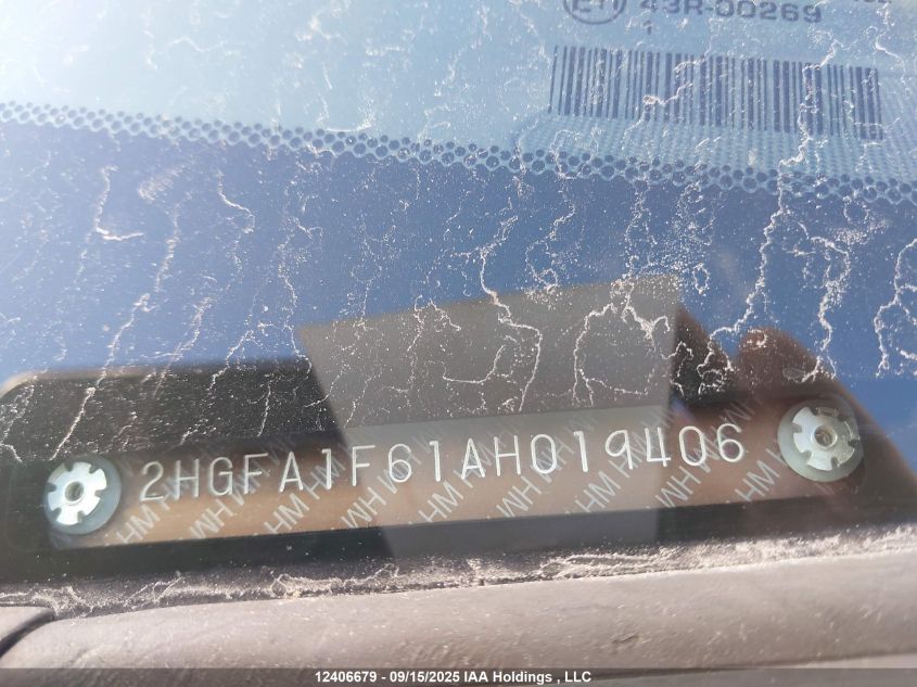 2010 Honda Civic Sport VIN: 2HGFA1F61AH019406 Lot: 12406679