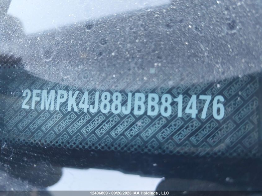 2018 Ford Edge Sel VIN: 2FMPK4J88JBB81476 Lot: 12406809