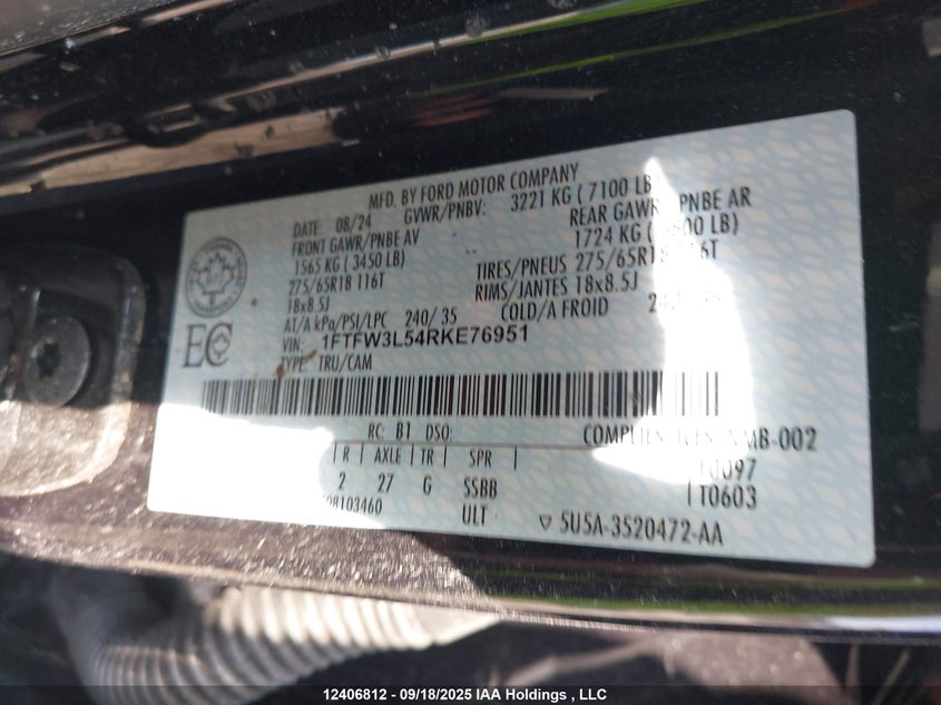 1FTFW3L54RKE76951 2024 FORD F-150 photo no. 9