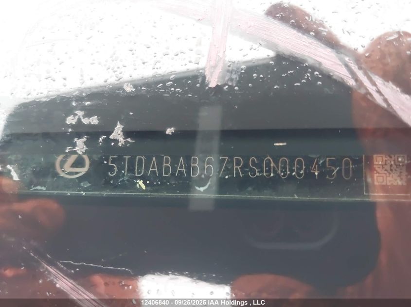 2024 Lexus Tx 500H VIN: 5TDABAB67RS000450 Lot: 12406840