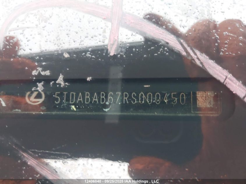 2024 Lexus Tx 500H VIN: 5TDABAB67RS000450 Lot: 12406840