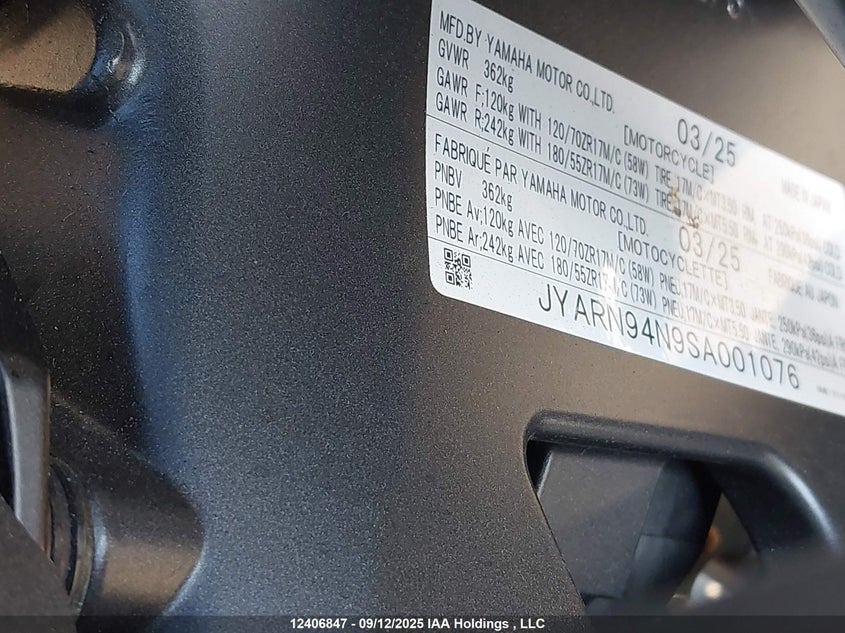 JYARN94N9SA001076 2025 YAMAHA MT photo no. 13