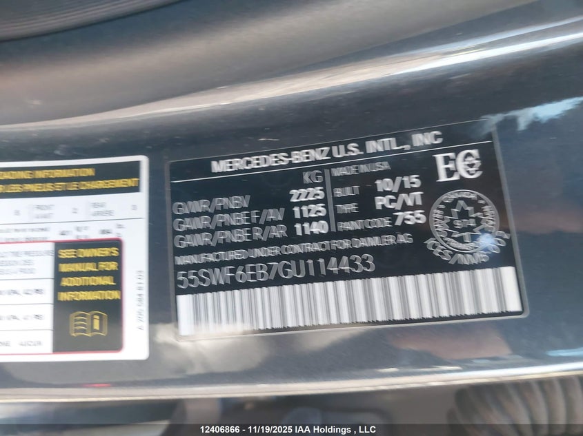 55SWF6EB7GU114433 2016 MERCEDES-BENZ C-KLASSE AMG photo no. 9