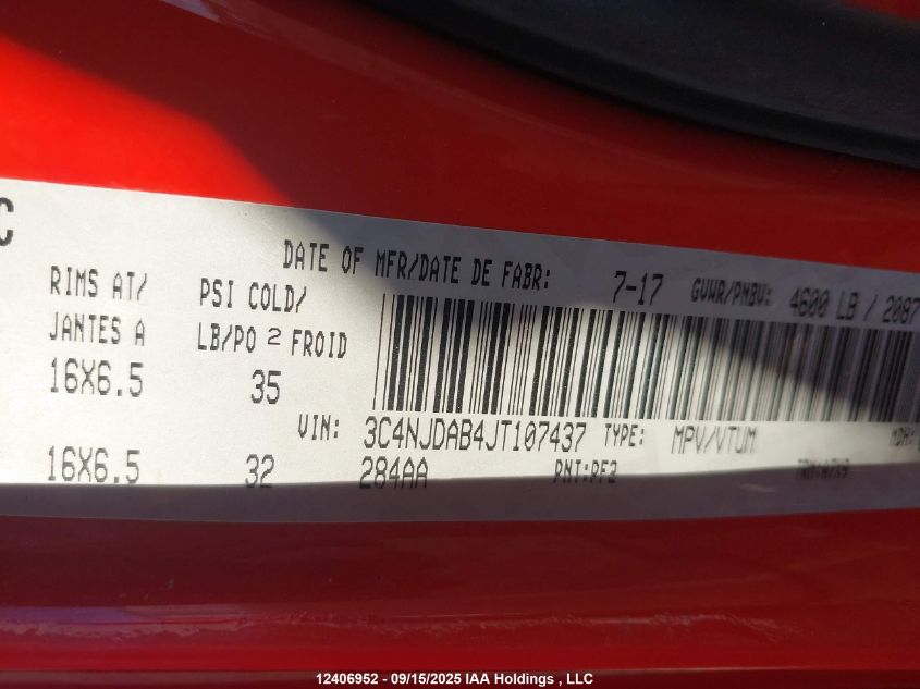 2018 Jeep Compass Sport VIN: 3C4NJDAB4JT107437 Lot: 12406952