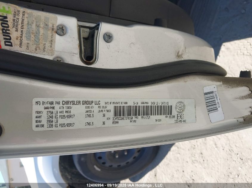 2014 Dodge Journey Sxt VIN: 3C4PDCCG0ET270160 Lot: 12406994