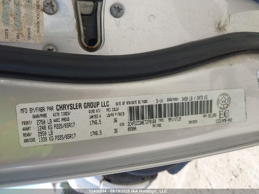 2014 Dodge Journey Sxt VIN: 3C4PDCCG0ET270160 Lot: 12406994