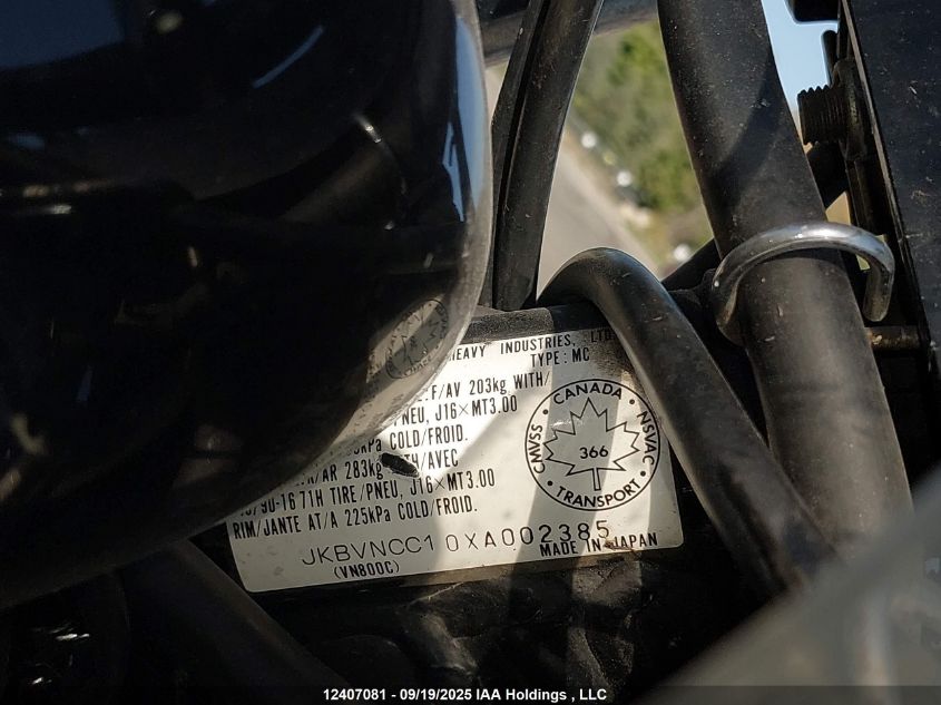 1999 Kawasaki Vn800 C VIN: JKBVNCC10XA002385 Lot: 12407081