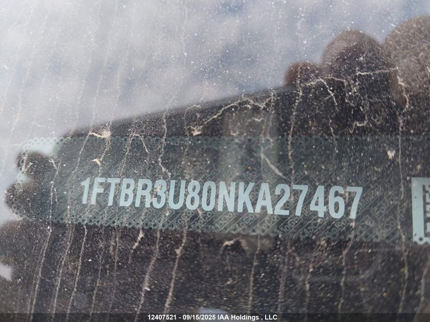 2022 Ford Transit T-250 VIN: 1FTBR3U80NKA27467 Lot: 12407521