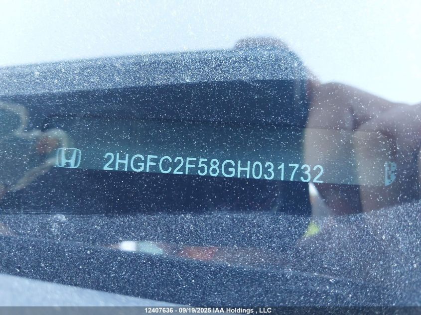 2016 Honda Civic Lx VIN: 2HGFC2F58GH031732 Lot: 12407636