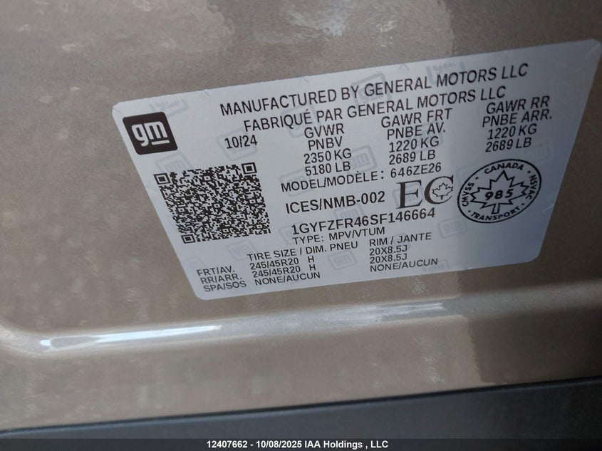 1GYFZFR46SF146664 2025 CADILLAC XT4 photo no. 9