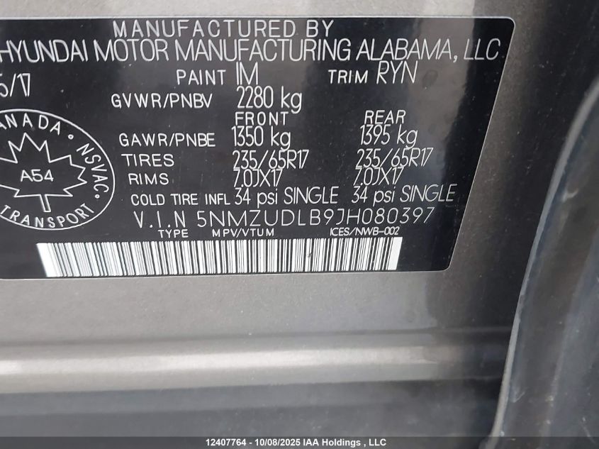 2018 Hyundai Santa Fe Sport 2.4 Luxury VIN: 5NMZUDLB9JH080397 Lot: 12407764