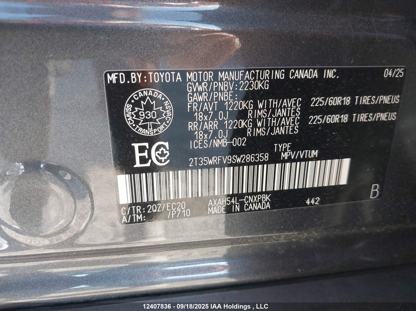 2T35WRFV9SW286358 2025 TOYOTA RAV 4 photo no. 9