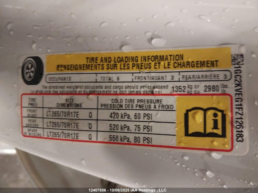 2015 Chevrolet Silverado 2500Hd Lt VIN: 1GC2KVEG1FZ126183 Lot: 12407856