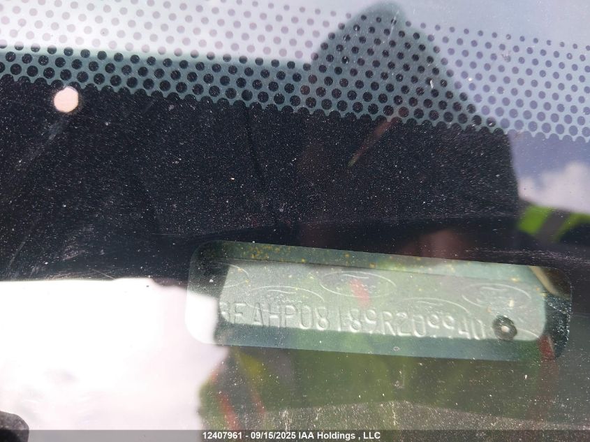 2009 Ford Fusion Sel VIN: 3FAHP08189R209940 Lot: 12407961