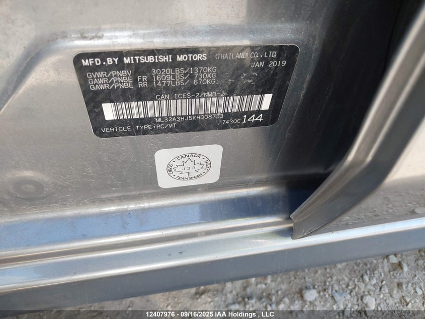 ML32A3HJ5KH008753 2019 MITSUBISHI MIRAGE photo no. 18